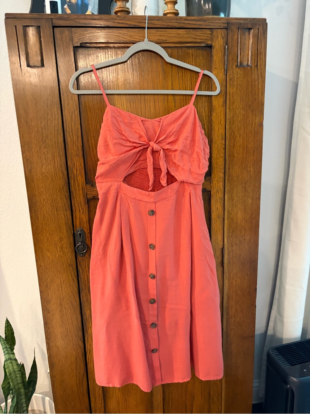 Hayden Women's Coral Tie-Front Button Dress